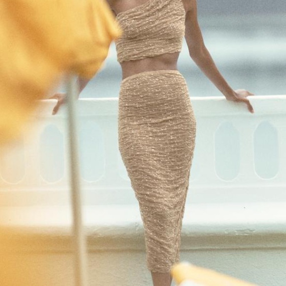 Zara Gold Textured Skirt